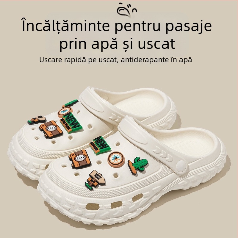 Sandale pentru bărbați - partea superioară și talpa din EVA, respirante, impermeabile, anti-derapare, talpă turnată prin injecție, vara 2025, stil plajă, imprimeu desen animat