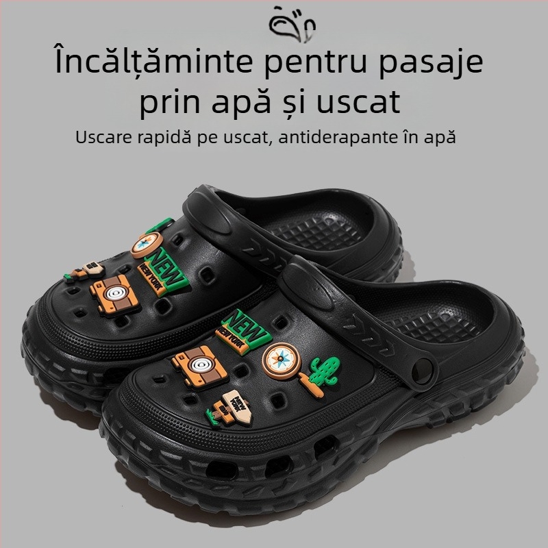 Sandale pentru bărbați - partea superioară și talpa din EVA, respirante, impermeabile, anti-derapare, talpă turnată prin injecție, vara 2025, stil plajă, imprimeu desen animat