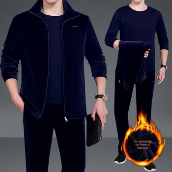 Set sport de iarnă din trei părți, cu fleece, exterior 90% bumbac, unisex