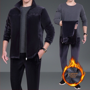 Set sport de iarnă din trei părți, cu fleece, exterior 90% bumbac, unisex