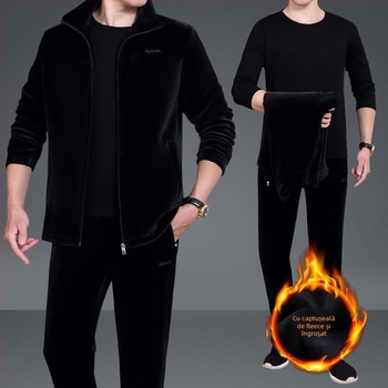 Set sport de iarnă din trei părți, cu fleece, exterior 90% bumbac, unisex