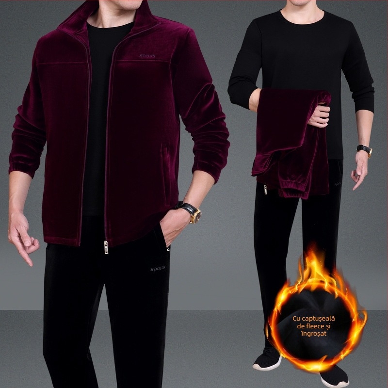 Set sport de iarnă din trei părți, cu fleece, exterior 90% bumbac, unisex