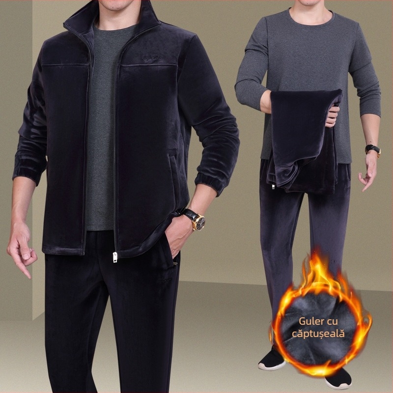 Set sport de iarnă din trei părți, cu fleece, exterior 90% bumbac, unisex