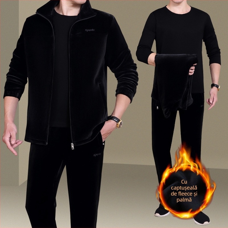 Set sport de iarnă din trei părți, cu fleece, exterior 90% bumbac, unisex