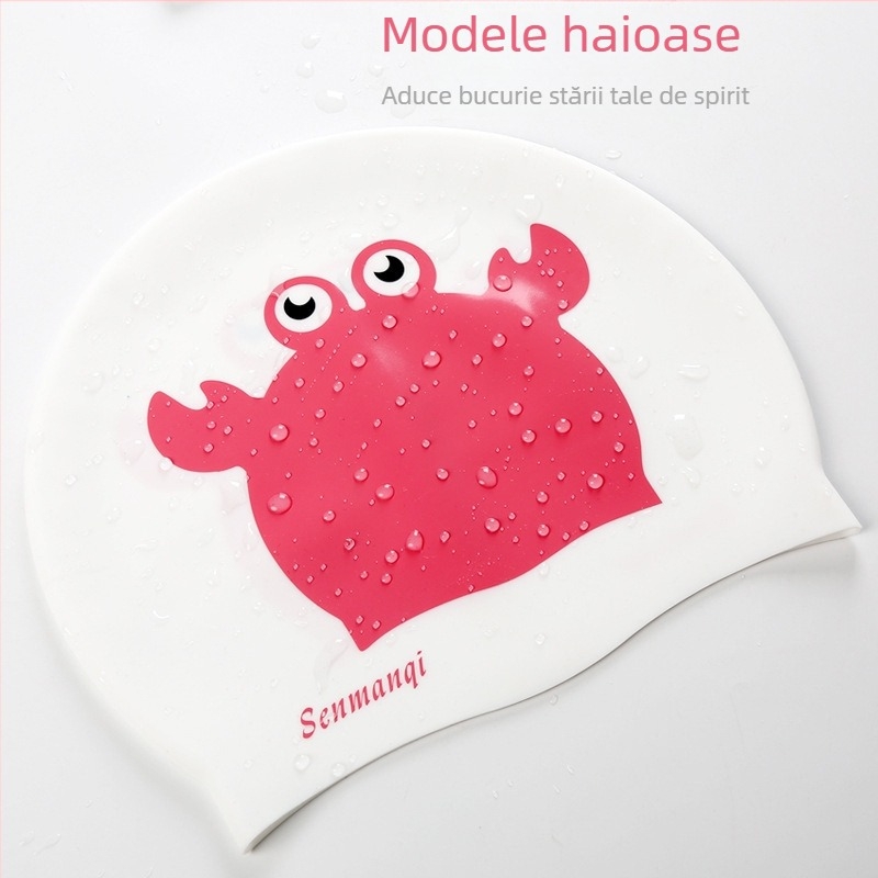 Șapcă de înot din silicon, cu model desen animat, pentru adulți, cod produs A38832, potrivită pentru înot și activități în apă