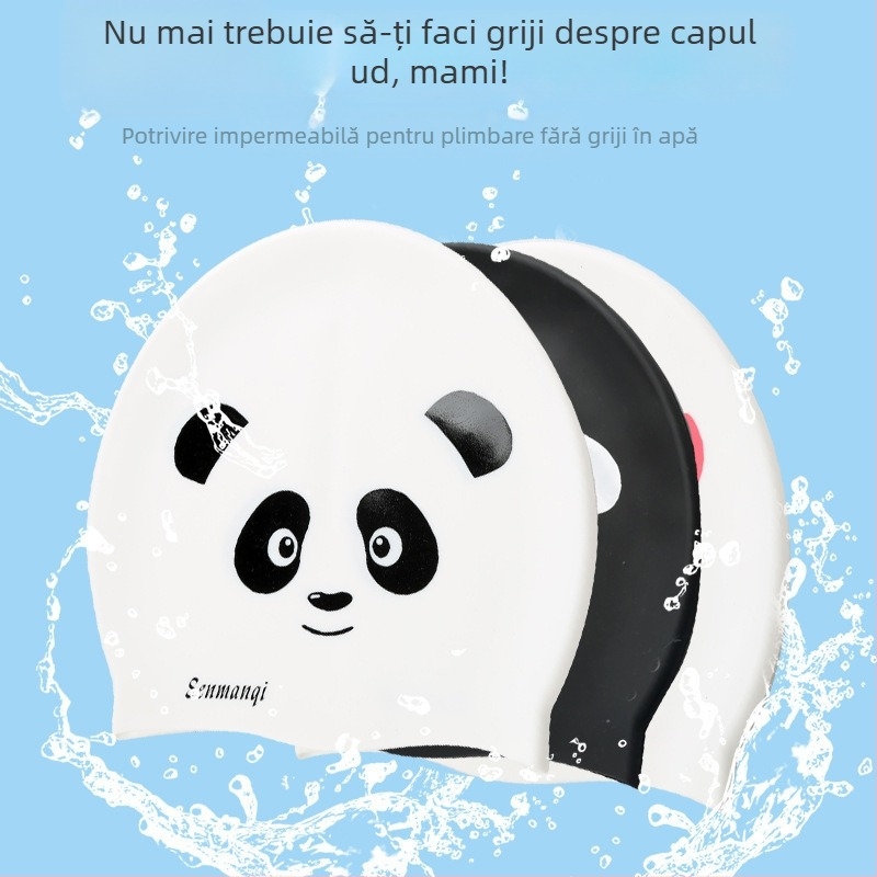 Șapcă de înot din silicon, cu model desen animat, pentru adulți, cod produs A38832, potrivită pentru înot și activități în apă