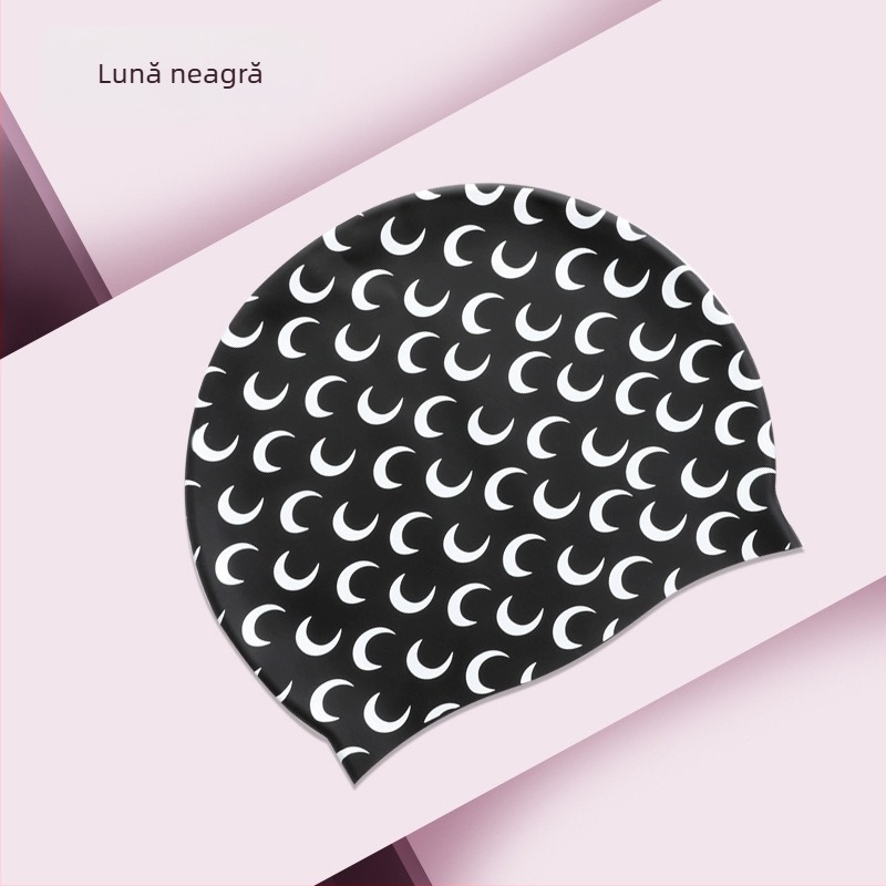 Șapcă de înot din silicon, cu model desen animat, pentru adulți, cod produs A38832, potrivită pentru înot și activități în apă