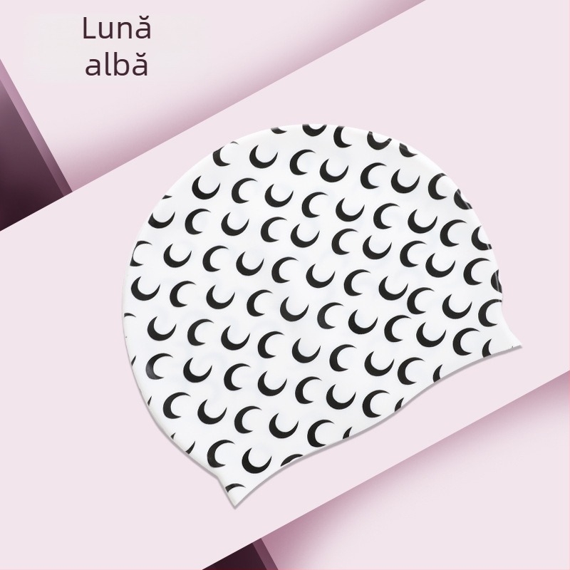 Șapcă de înot din silicon, cu model desen animat, pentru adulți, cod produs A38832, potrivită pentru înot și activități în apă