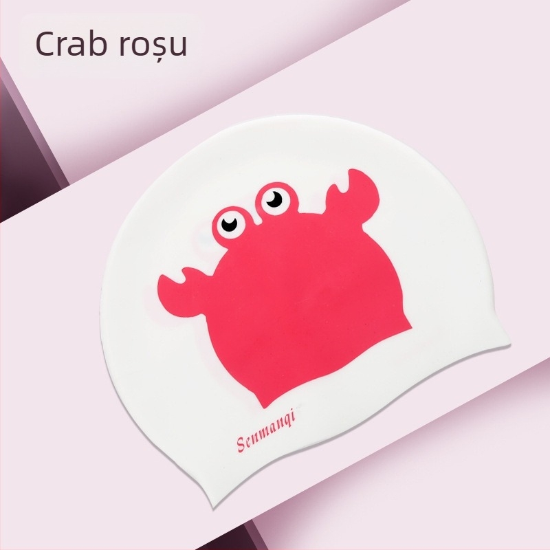Șapcă de înot din silicon, cu model desen animat, pentru adulți, cod produs A38832, potrivită pentru înot și activități în apă