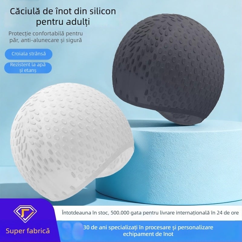 Șapcă de înot pentru adulți, unisex, din silicon, impermeabilă, complet acoperită