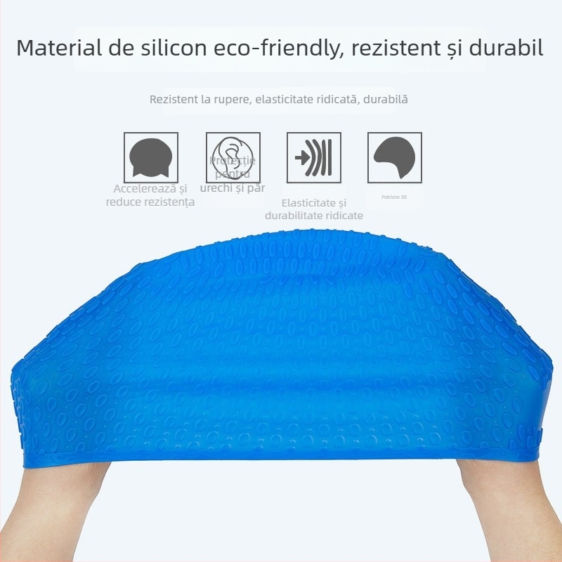 Șapcă de înot pentru adulți, unisex, din silicon, impermeabilă, complet acoperită
