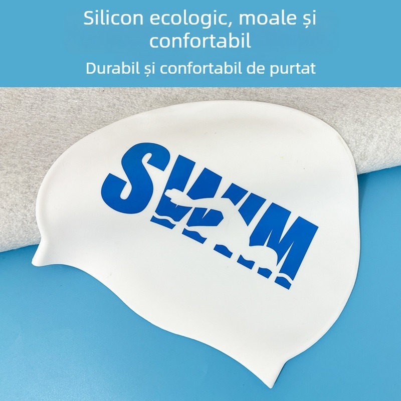 Pălărie de înot din silicon Haizid pentru adulți, cu model litere, potrivită pentru înot și sporturi acvatice