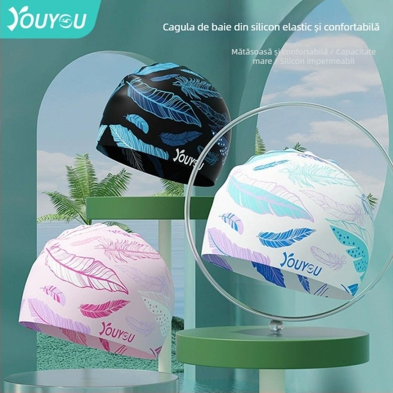 Set cască de înot și ochelari — silicon impermeabil, imprimeu, pentru adulți, cod produs 71301ay, pentru înot