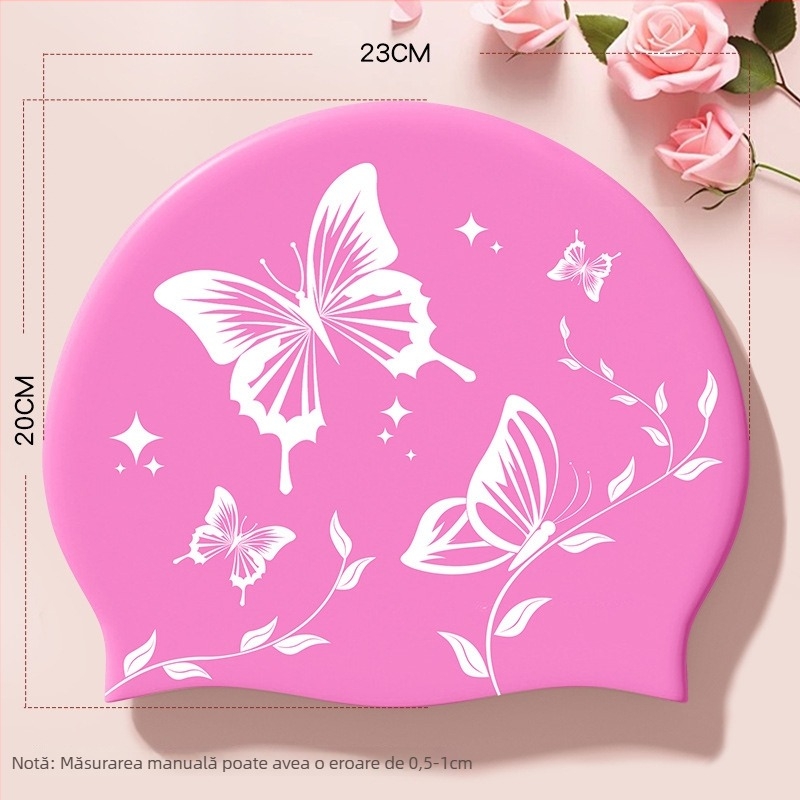 HAIZID Căciulă de înot din silicon – pentru adulți, cu imprimeu, pentru înot și activități acvatice