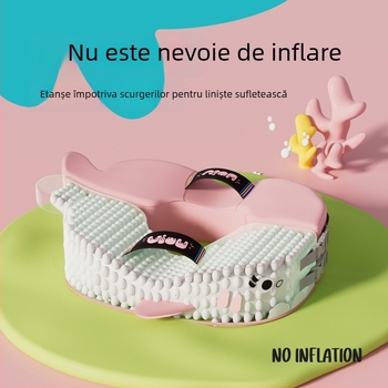 Inel de înot pentru copii cu design sub braț și anti-răsturnare, model Cartoon, PVC ecologic, grosime PVC 0,1 mm, potrivit pentru piscină și parc acvatic
