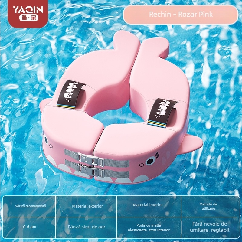 Inel de înot pentru copii cu design sub braț și anti-răsturnare, model Cartoon, PVC ecologic, grosime PVC 0,1 mm, potrivit pentru piscină și parc acvatic