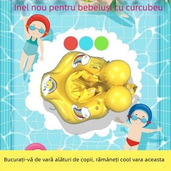 Inel de înot pentru copii 0–3 ani, model în dung, PVC ecologic 0,25 mm, insuflare manuală