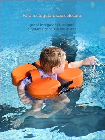 Inel de înot pentru copii, fără aerisire, pentru poziționare pe burtă sau pe spate — potrivit pentru piscină și parc acvatic; vârsta 0–3 ani; Material: Strat interior solid polimerizat cu microcapsule + țesătură 3D respirantă