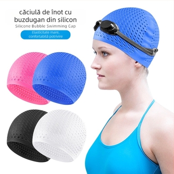 Șapcă de înot din silicon pentru adulți, cu acoperire pentru urechi, impermeabilă