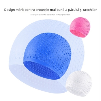 Șapcă de înot din silicon pentru adulți, cu acoperire pentru urechi, impermeabilă