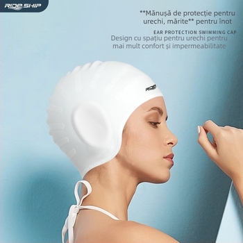 Ride Ship Cască de înot din silicon pentru adulți, potrivită pentru înot și trecere prin apă