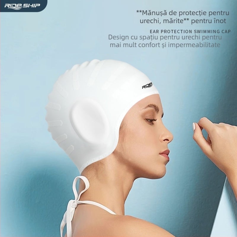 Ride Ship Cască de înot din silicon pentru adulți, potrivită pentru înot și trecere prin apă