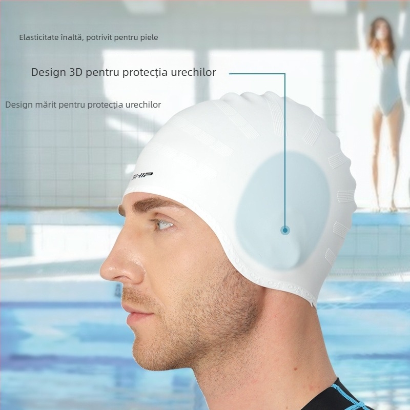 Ride Ship Cască de înot din silicon pentru adulți, potrivită pentru înot și trecere prin apă