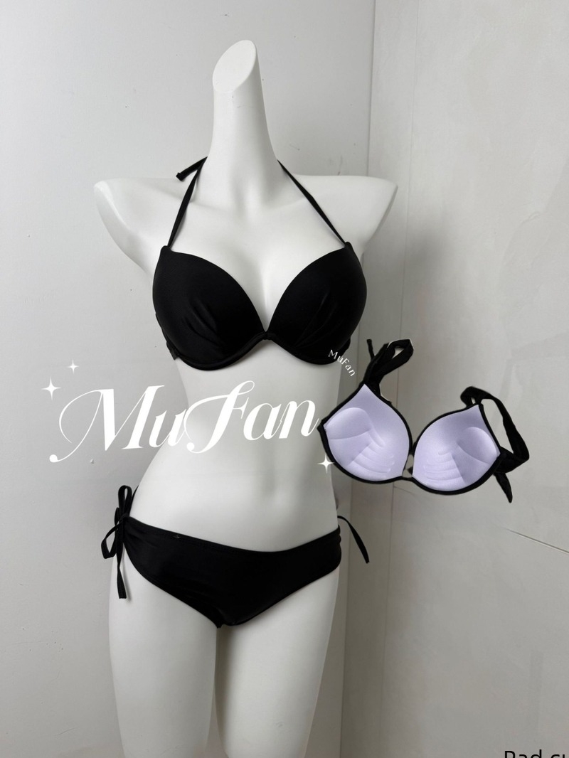 Top de bikini cu suport din oțel și pernă pentru sân; nylon 82%, căptușeală poliester cu spandex 60%; uscare rapidă, elasticitate ridicată, fără bretele, pentru femei adulte, înot