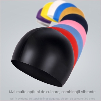 Pălărie de înot din silicon impermeabil cu protecție pentru urechi pentru adulți — unisex, confortabilă, imprimare logo disponibilă