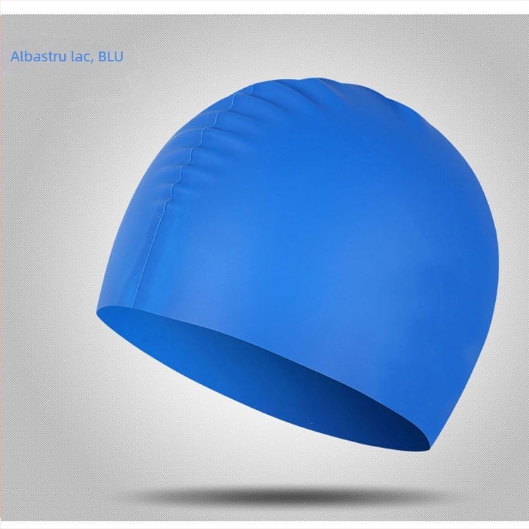 Pălărie de înot din silicon impermeabil cu protecție pentru urechi pentru adulți — unisex, confortabilă, imprimare logo disponibilă