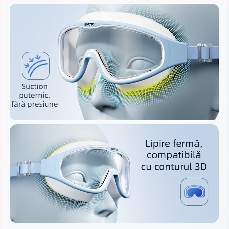 MACYO ochelari de înot antifog, HD, ramă mare, pentru adulți, lentile PC