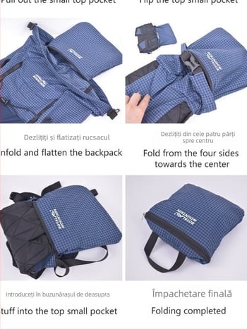 Rucsac outdoor ușor 25L, Roll-Top pliabil, impermeabil, respirabil, curele cu aer