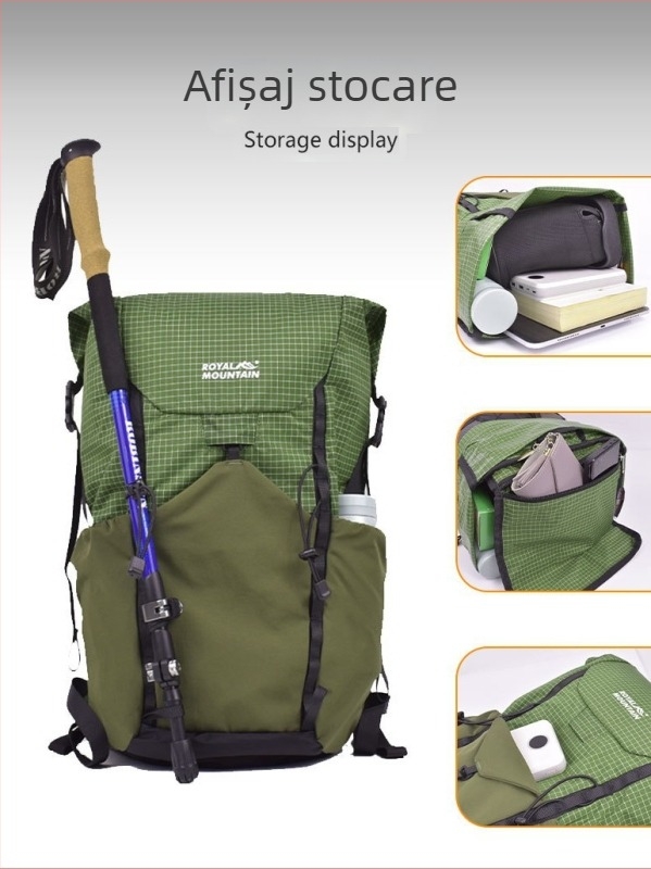 Rucsac outdoor ușor 25L, Roll-Top pliabil, impermeabil, respirabil, curele cu aer