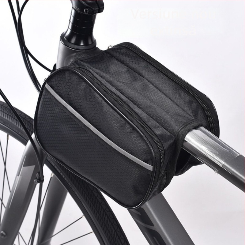 Geantă de cadru impermeabilă, rezistentă la uzură, pentru biciclete de drum și MTB, cu buzunar pentru telefon
