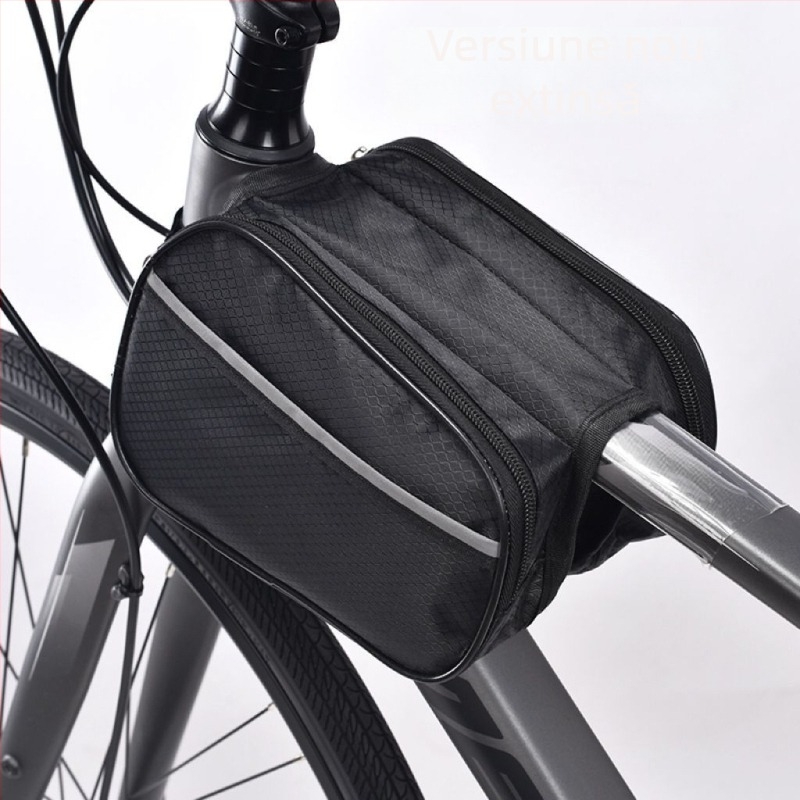 Geantă de cadru impermeabilă, rezistentă la uzură, pentru biciclete de drum și MTB, cu buzunar pentru telefon