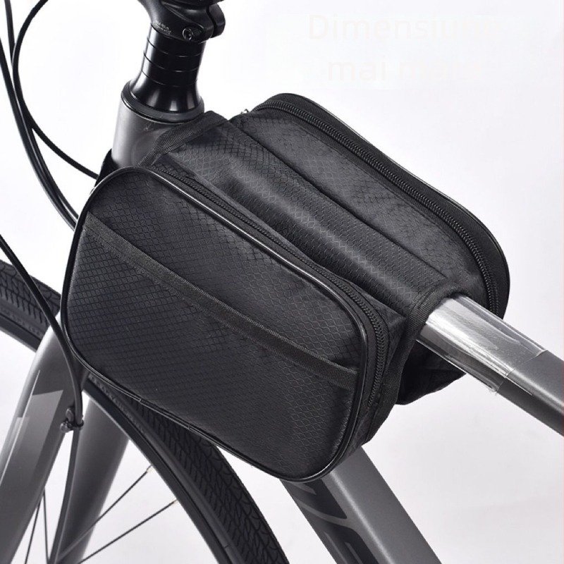 Geantă de cadru impermeabilă, rezistentă la uzură, pentru biciclete de drum și MTB, cu buzunar pentru telefon