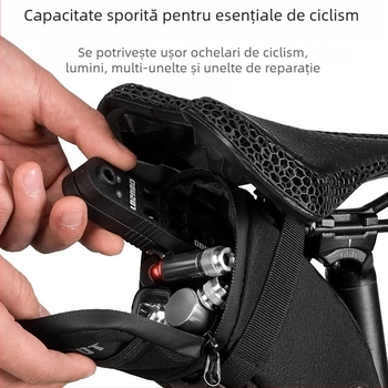 Geantă de șa pentru bicicletă, capacitate mare, EVA+PUB fibră de carbon, 1.9L, model ASSSD5542, cu căptușeală