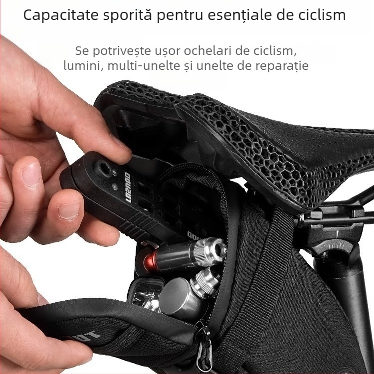 Geantă de șa pentru bicicletă, capacitate mare, EVA+PUB fibră de carbon, 1.9L, model ASSSD5542, cu căptușeală