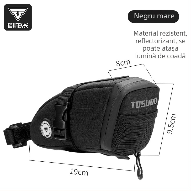 Geantă de șa pentru bicicletă, capacitate mare, EVA+PUB fibră de carbon, 1.9L, model ASSSD5542, cu căptușeală