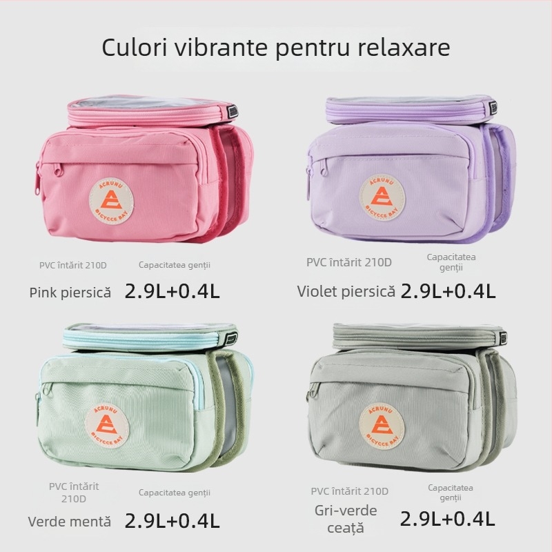 Ai Ruilun Geantă pentru bicicletă, Model 985, Capacitate 3.3L, Material: mătase cu model floral, Geantă pentru cadrul frontal pentru biciclete de munte și de drum