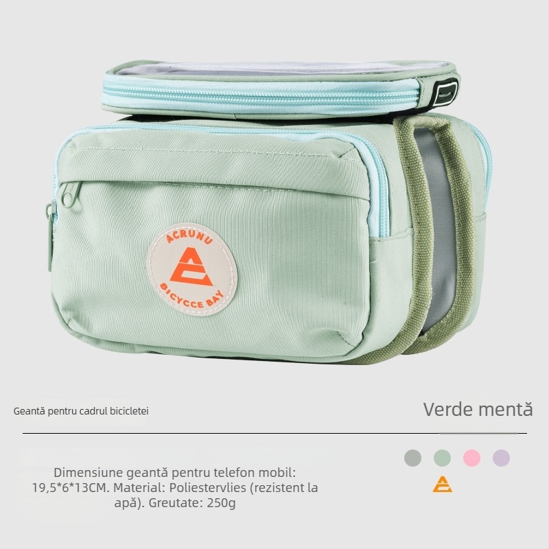 Ai Ruilun Geantă pentru bicicletă, Model 985, Capacitate 3.3L, Material: mătase cu model floral, Geantă pentru cadrul frontal pentru biciclete de munte și de drum