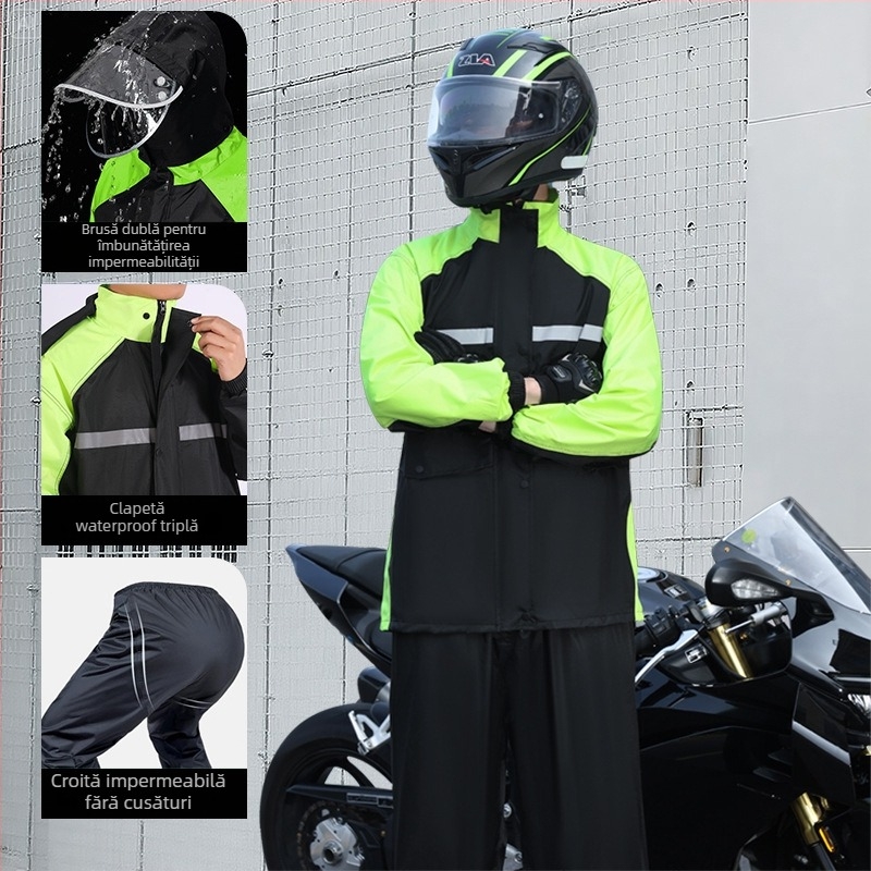 Poncho de ploaie pentru motociclete, pentru adulți – protecție la ploi torențiale, pentru o persoană, imprimare logo disponibilă, material Chun Yafang, adeziv PU impermeabil