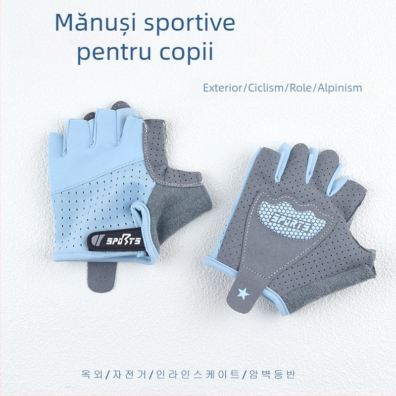 Mănuși sportive pentru copii, cu degetul jumătate, pentru antrenament de cățărare, antiderapante, rezistente la uzură, elastice, respirante, subțiri; pentru ciclism outdoor, bară orizontală și role