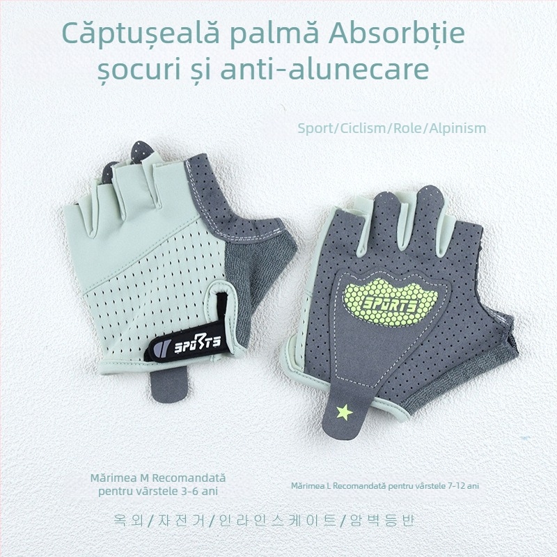 Mănuși sportive pentru copii, cu degetul jumătate, pentru antrenament de cățărare, antiderapante, rezistente la uzură, elastice, respirante, subțiri; pentru ciclism outdoor, bară orizontală și role
