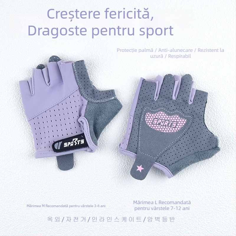 Mănuși sportive pentru copii, cu degetul jumătate, pentru antrenament de cățărare, antiderapante, rezistente la uzură, elastice, respirante, subțiri; pentru ciclism outdoor, bară orizontală și role