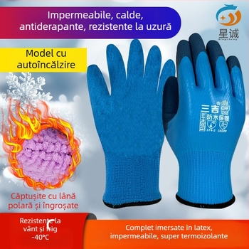 Mănuși de iarnă cu fleece căptușite, groase, impermeabile, rezistente la uzură și frig, rezistente la perforare, mănuși de lucru pentru pescuit și ciclism în aer liber