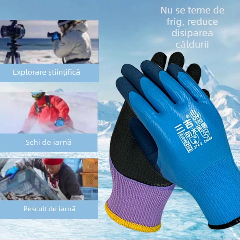 Mănuși de iarnă cu fleece căptușite, groase, impermeabile, rezistente la uzură și frig, rezistente la perforare, mănuși de lucru pentru pescuit și ciclism în aer liber