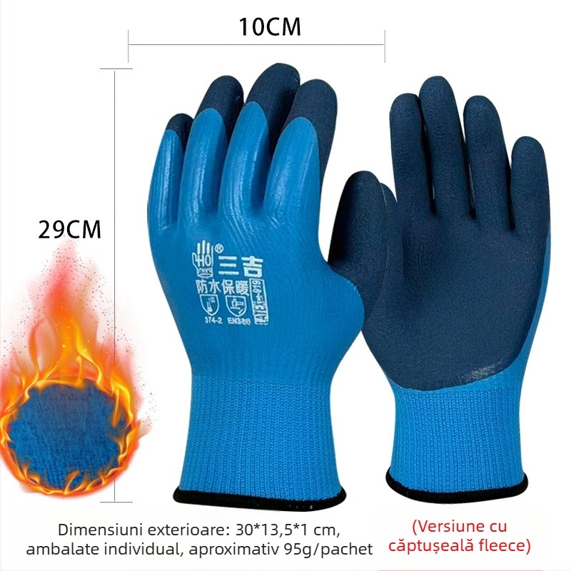 Mănuși de iarnă cu fleece căptușite, groase, impermeabile, rezistente la uzură și frig, rezistente la perforare, mănuși de lucru pentru pescuit și ciclism în aer liber