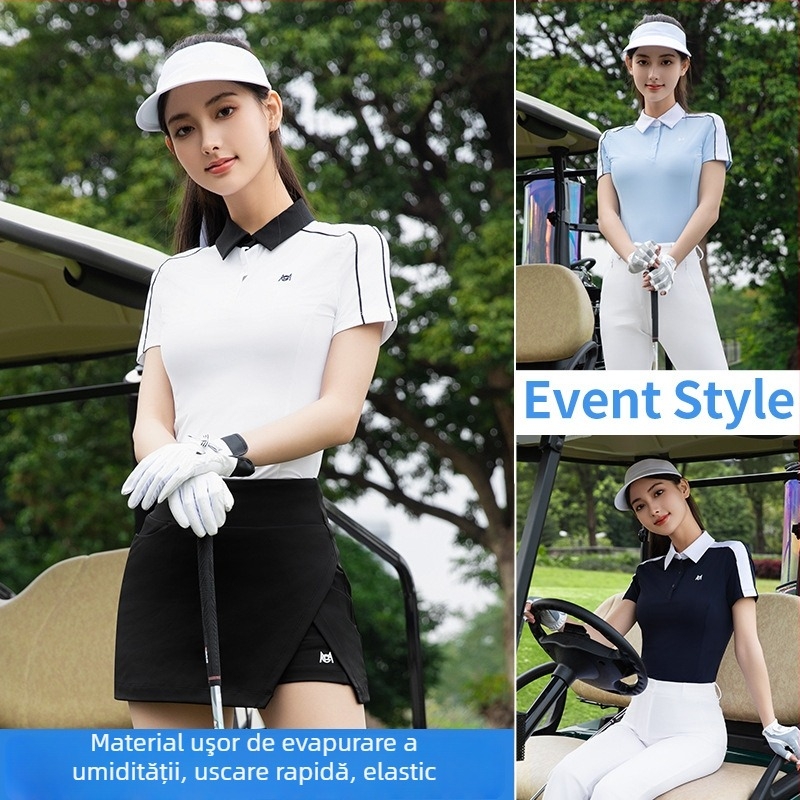 pgm Tricou polo golf pentru femei din amestec de bumbac (92% poliester), vară