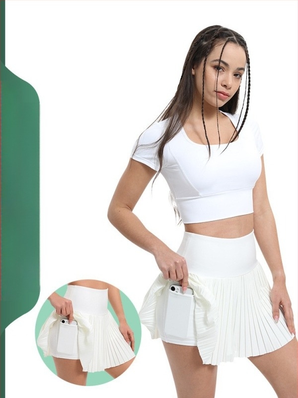 Fustă pentru femei – sporturi în aer liber, plisată, scurtă, All-Season, material: poliester 82%/spandex 18%, căptușeală Lycra 18%, pentru alergare și tenis